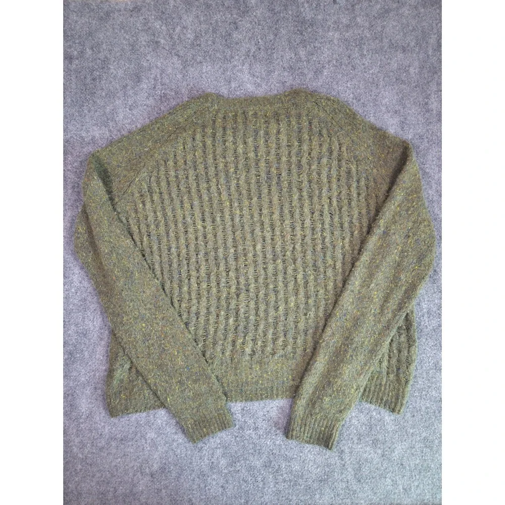 Sherpa Adventure Gear Merino Wool Alpaca Sweater Olive Green Waffle Knit Mens XL